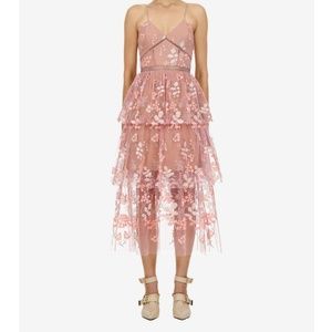 SELF-PORTRAIT Sequin Embroidered Midi Dress